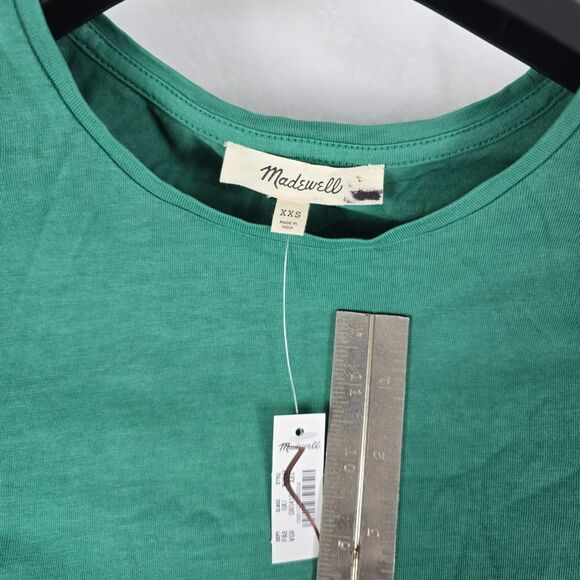 Madewell Slim Shrunken Tee Green XXS 100% Cotton Essential Lightweight Crew - Picture 6 of 12